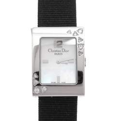 Pre Owned Dior Mother of Pearl Stainless Steel Diamonds Malice D78-1091 Women's Wristwatch 19 mm