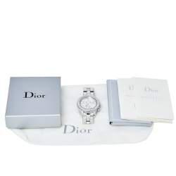 Pre Owned Dior White Stainless Steel Diamonds Christal CD114311M001 Women's Wristwatch 38 mm
