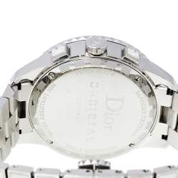 Pre Owned Dior White Stainless Steel Diamonds Christal CD114311M001 Women's Wristwatch 38 mm