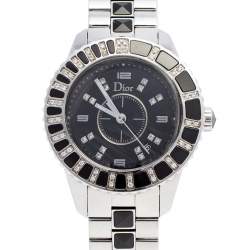 Dior Black Stainless Steel Diamonds Christal CD113115M001 Women's Wristwatch 34 mm