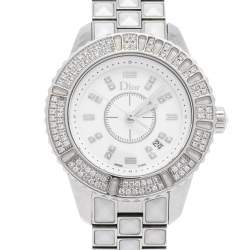 Dior White Stainless Steel Diamonds Christal CD113118M001 Women's Wristwatch 33 mm