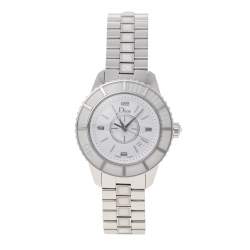 Pre Owned Dior  White Stainless Steel Christal CD113111 Women's Wristwatch 33 mm