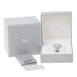 Pre Owned Dior  White Stainless Steel Christal CD113111 Women's Wristwatch 33 mm