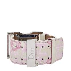Pre Owned Dior White Stainless Steel Leather Chris 47 CD033110 Women's Wristwatch 30 mm