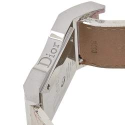 Pre Owned Dior White Stainless Steel Leather Chris 47 CD033110 Women's Wristwatch 30 mm