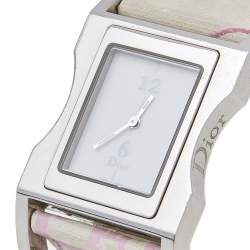 Pre Owned Dior White Stainless Steel Leather Chris 47 CD033110 Women's Wristwatch 30 mm