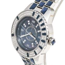 Dior Blue Mother of Pearl Stainless Steel Diamond Christal CD11311GM001 Women's Wristwatch 33 mm