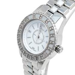 Dior White Stainless Steel Diamond Christal CD112113 Women's Wristwatch 28 mm