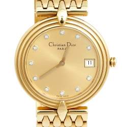 Christian Dior Champagne Gold Plated Stainless Steel D69-150 Women's Wristwatch 32 mm