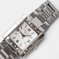 Christian Dior Silver Stainless Steel Diamond Riva D98-1014 Women's Wristwatch 24.50 mm