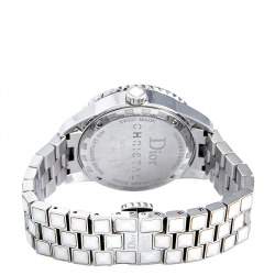 Dior White Stainless Steel Diamonds Christal CD113118M001 Women's Wristwatch 33 mm