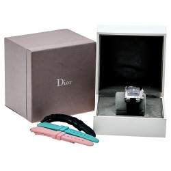 Christian Dior Black Stainless Steel Leather Diamond Riva D81-101 Women's Wristwatch 31mm