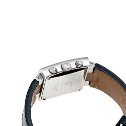 Christian Dior Black Stainless Steel Leather Diamond Riva D81-101 Women's Wristwatch 31mm