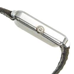 Pre Owned Christian Dior Grey Stainless Steel Leather Vintage 22699 Women's Wristwatch 22 mm