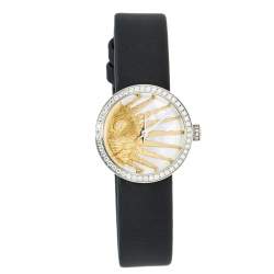 Pre Owned Dior Mother of Pearl Stainless Steel Diamond Satin La D De Dior Rose Celeste CD04711X1001 Women's Wristwatch 25 mm