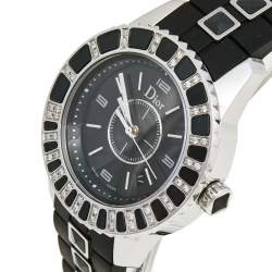 Dior Black Stainless Steel Rubber Diamond Christal CD113115R001 Women's Wristwatch 33 mm