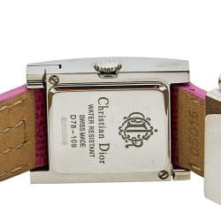 Pre Owned Christian Dior Silver Stainless Steel Leather D78-109 Women's Wristwatch 19 mm