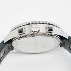 Dior Black Stainless Steel Rubber Diamond Christal CD11431E Women's Wristwatch 38 mm