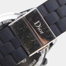 Dior Black Stainless Steel Rubber Diamond Christal CD11431E Women's Wristwatch 38 mm