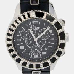 Dior Black Stainless Steel Rubber Diamond Christal CD11431E Women's Wristwatch 38 mm