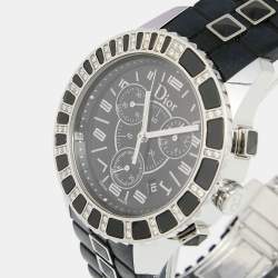 Dior Black Stainless Steel Rubber Diamond Christal CD11431E Women's Wristwatch 38 mm