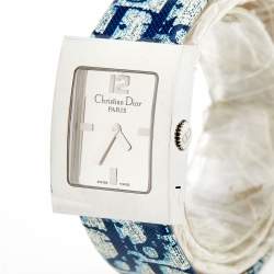 Pre Owned Dior Silver Stainless Steel Leather Malice D78-109 Women's Wristwatch 19 mm