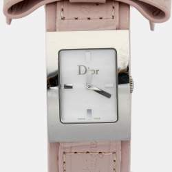 Dior Mother of Pearl Stainless Steel Leather Malice D78-109 Women's Wristwatch 19 mm
