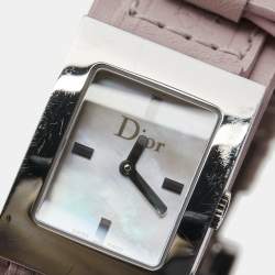Dior Mother of Pearl Stainless Steel Leather Malice D78-109 Women's Wristwatch 19 mm