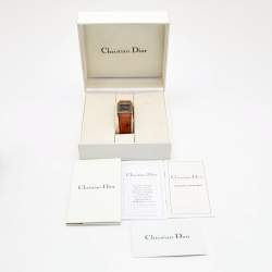 Dior Grey Stainless Steel Ostrich Leather Riva D80-100 Women's Wristwatch 23 mm 