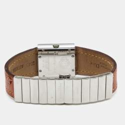Dior Grey Stainless Steel Ostrich Leather Riva D80-100 Women's Wristwatch 23 mm 