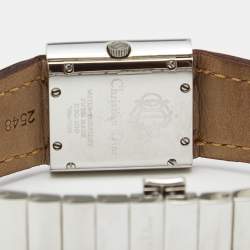 Dior Grey Stainless Steel Ostrich Leather Riva D80-100 Women's Wristwatch 23 mm 