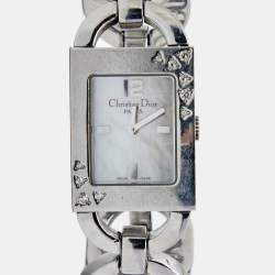 Pre Owned Christian Dior Mother of Pearl Stainless Steel Diamond Malice D78-1091 Women's Wristwatch 19 mm