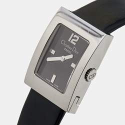Dior Black Stainless Steel Leather Malice D78-109 Women's Wristwatch 19 mm