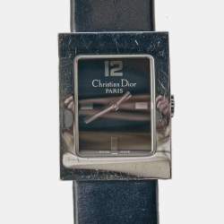 Dior Black Stainless Steel Leather Malice D78-109 Women's Wristwatch 19 mm