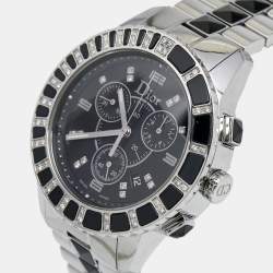 Pre Owned Dior Black Stainless Steel Diamond Christal CD11431E Women's Wristwatch 38 mm