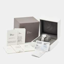 Dior White Stainless Steel Rubber Diamonds Christal CD112113R001 Women's Wristwatch 28 mm