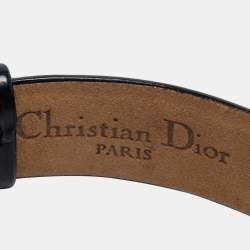 Pre Owned Christian Dior Black Stainless Steel Leather Malice D78-109 Women's Wristwatch 19 mm 