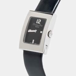 Pre Owned Christian Dior Black Stainless Steel Leather Malice D78-109 Women's Wristwatch 19 mm 
