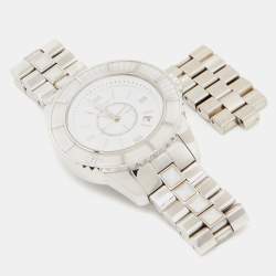 Pre Owned Dior White Stainless Steel Christal CD113111 Women's Wristwatch 33 mm