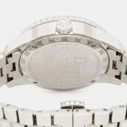 Pre Owned Dior White Stainless Steel Christal CD113111 Women's Wristwatch 33 mm
