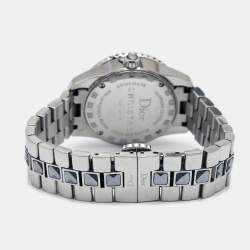 Pre Owned Dior Grey Stainless Steel Christal CD112115M001 Women's Wristwatch 29 mm