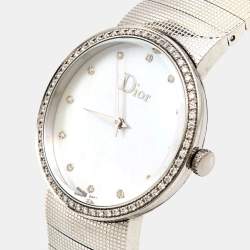 Dior Mother of Pearl Diamond Stainless Steel La D De Dior CD042111M002 Women's Wristwatch 33 mm