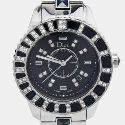 Dior Black Stainless Steel Diamonds Christal CD113115 Women's Wristwatch 33 mm