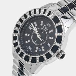 Dior Black Stainless Steel Diamonds Christal CD113115 Women's Wristwatch 33 mm