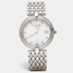 Pre Owned Christian Dior White Stainless Steel D69-100 Women's Wristwatch 32 mm