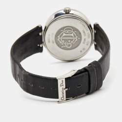 Christian Dior Black Stainless Steel Leather D75-100 Women's Wristwatch 35 mm 
