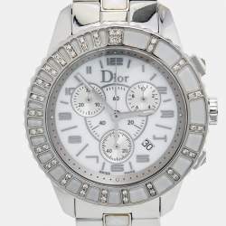 Dior White Stainless Steel Diamonds Christal CD114311 Women's Wristwatch 38 mm