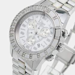 Dior White Stainless Steel Diamonds Christal CD114311 Women's Wristwatch 38 mm