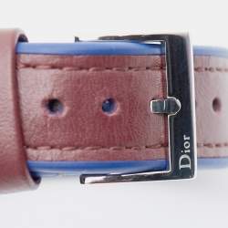 Dior Burgundy Mother Of Pearl Diamond Stainless Steel Leather VIII Place Vendome CD152110A002 Women's Wristwatch 32 mm