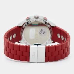 Dior Red Stainless Steel Diamond Rubber Christal CD11431BR001 Women's Wristwatch 38 mm